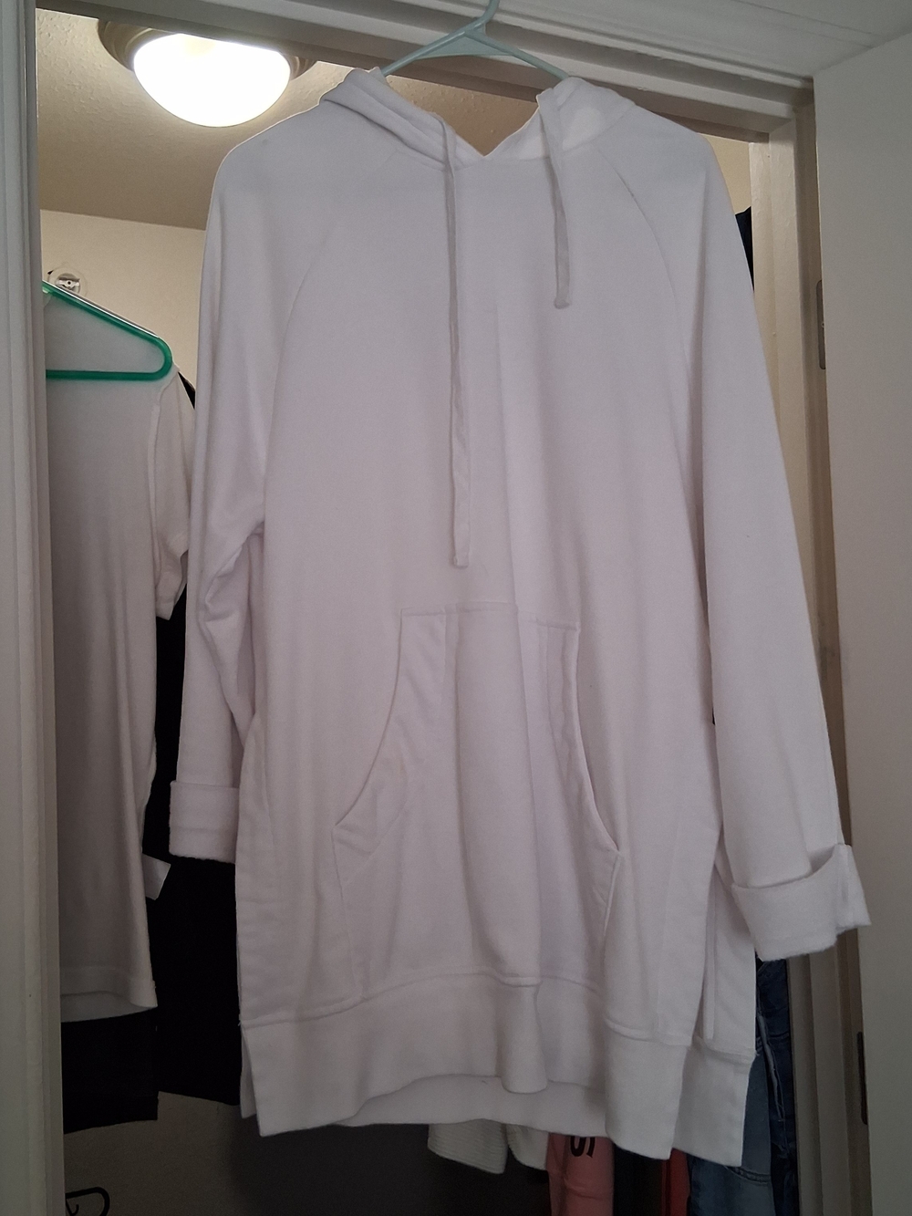 White Womens Hooded Pullover Sweatshirt